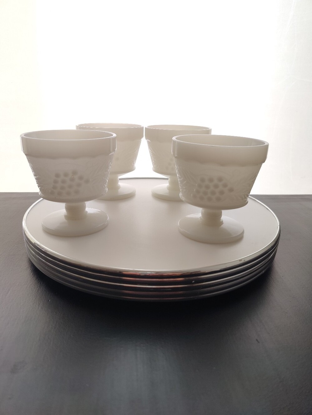 4 | Vintage | Anchor Hocking | Milk Glass | Footed Sherbet Cups